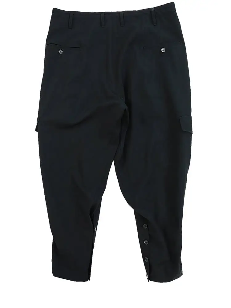 Брюки Chaoli мужские с поясом на резинке, модные брендовые Свободные повседневные штаны в стиле хип-хоп, чистый черный цвет, большие размеры (art.: 3920cd6d0faac) - 3920cd6d0faac