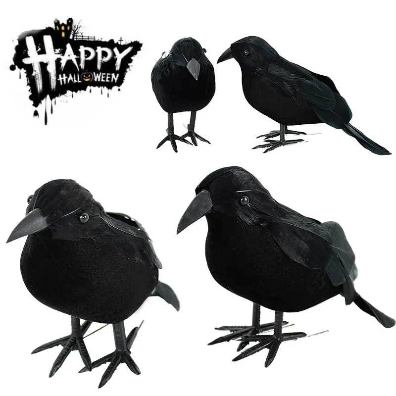 

1pc Simulation Black Crow Fake Bird Toy Haunted House Halloween Party Decoration Props Outdoor Halloween Decoration Black Crow