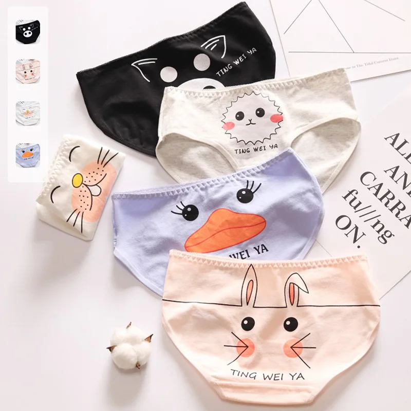 

Трусики norns женские с мультяшным принтом, хлопковые дышащие, средней посадки, мешок для промежности, бедра