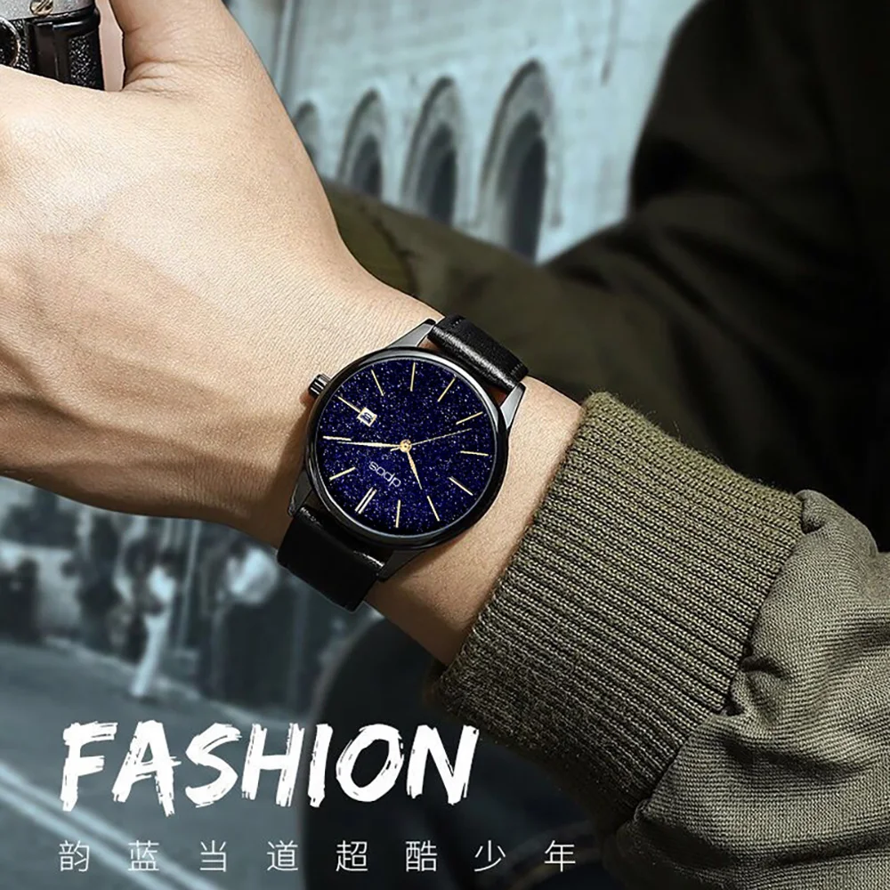 Черные роскошные мужские часы whatch 2019 модные повседневные водонепроницаемые