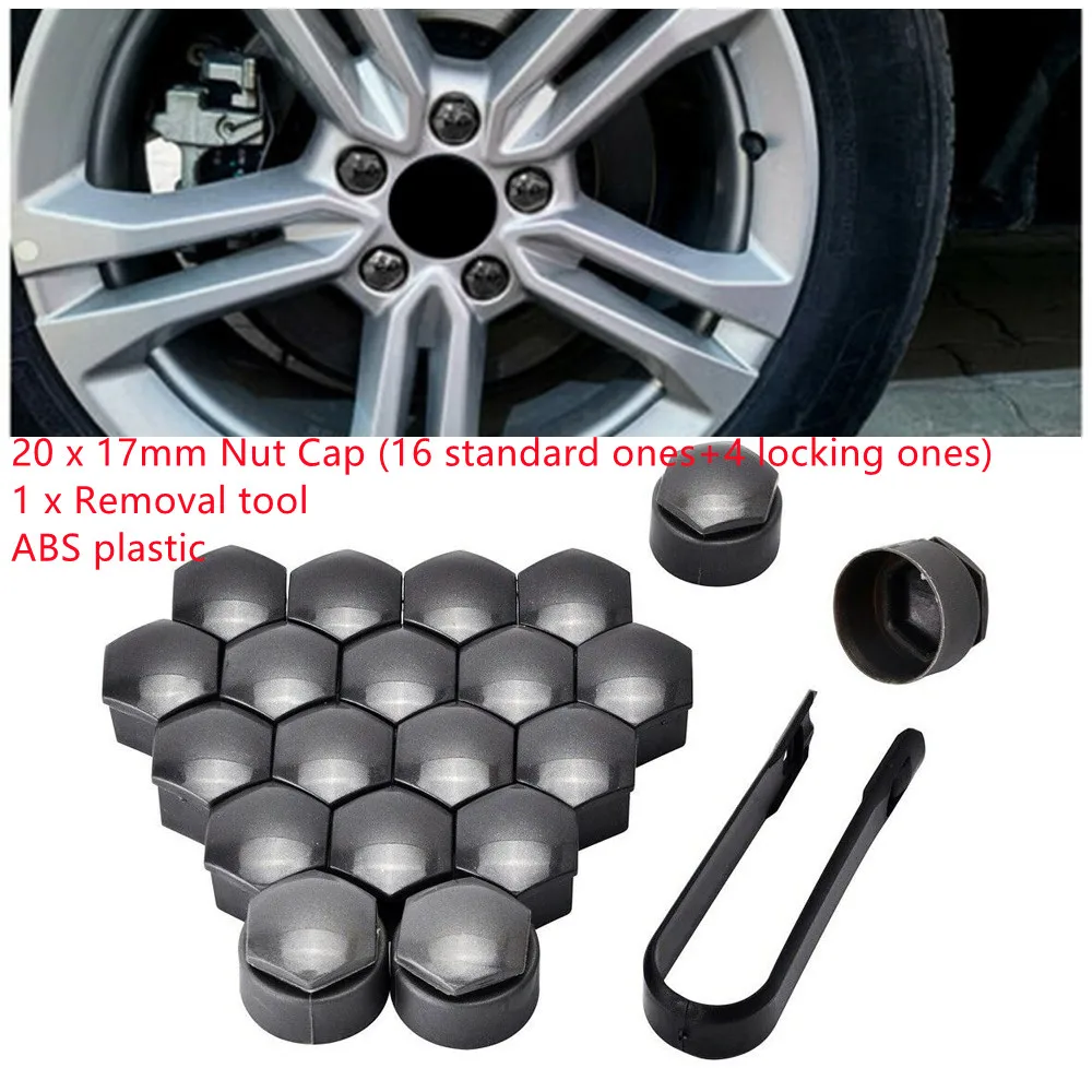 

20Pcs Car Wheel Nut Cap Bolt Covers 17mm 19mm Bolt Rims Exterior Decoration Special Socket Protection Dust Proof + Removal Clip