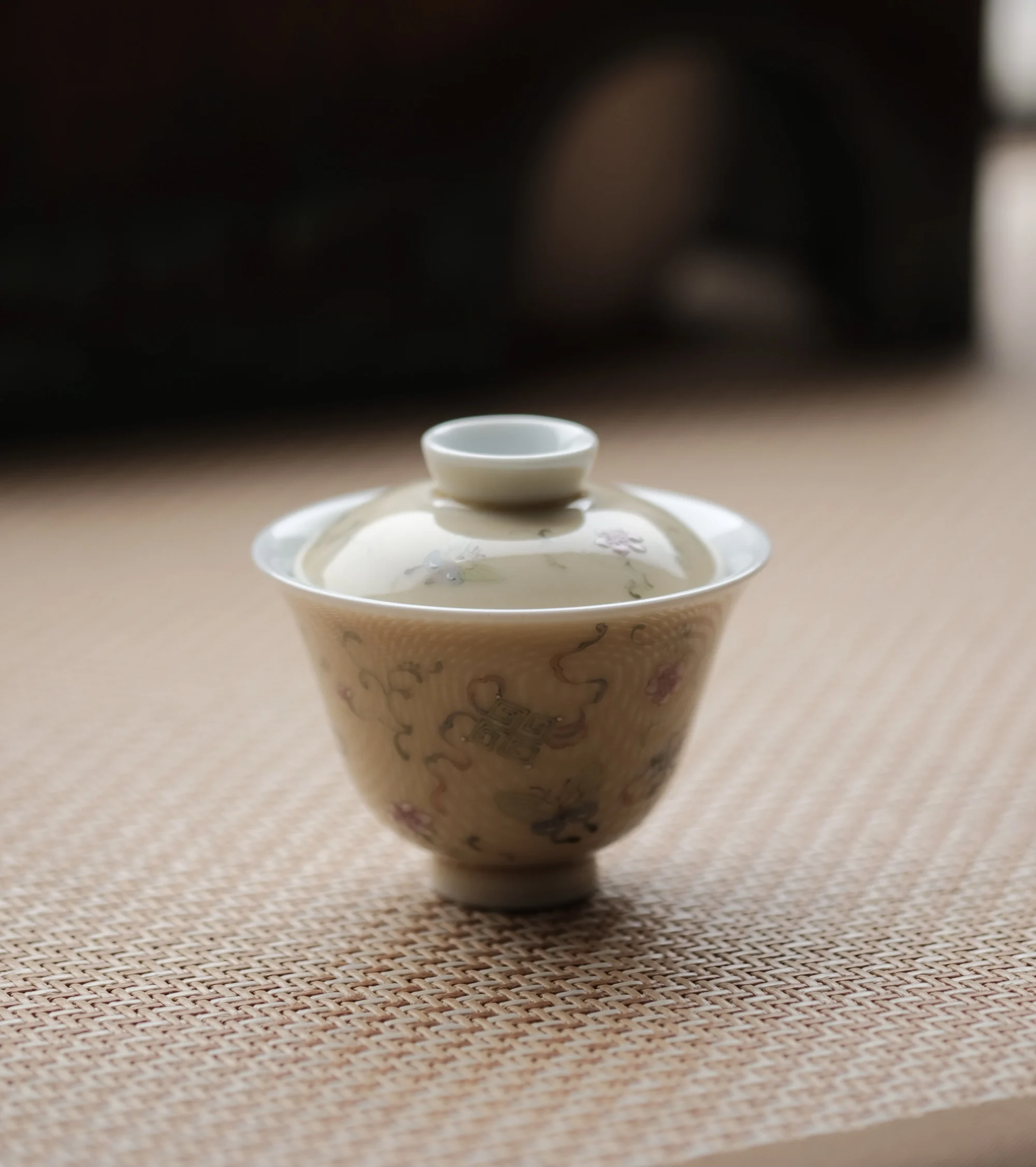 Tueen-juego de t&eacute; de jingdezhen con ramas plegables, tatuaje de mariposa, bobinado manual, restauraci&oacute;n de caminos antiguos de tres cuencos-0