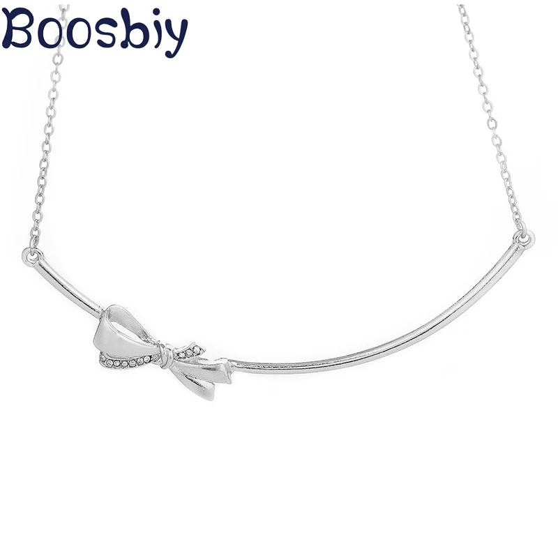 

Boosbiy Hot Sale Fashion Bowknot Pendant Choker Necklaces European Style Brand Jewelry Wholesale For Women Exquisite Gift