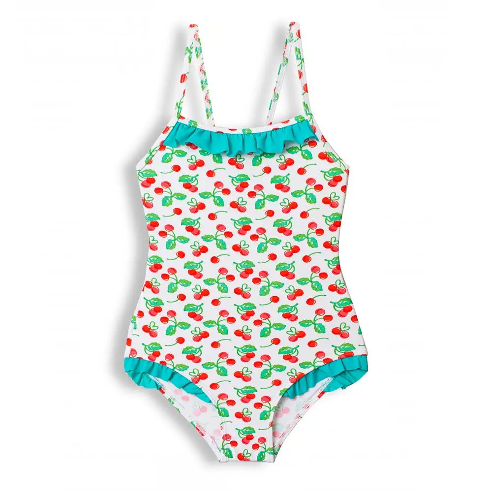 Цельнокроеный купальник с принтом вишни для девочек купальный костюм 2020 детский