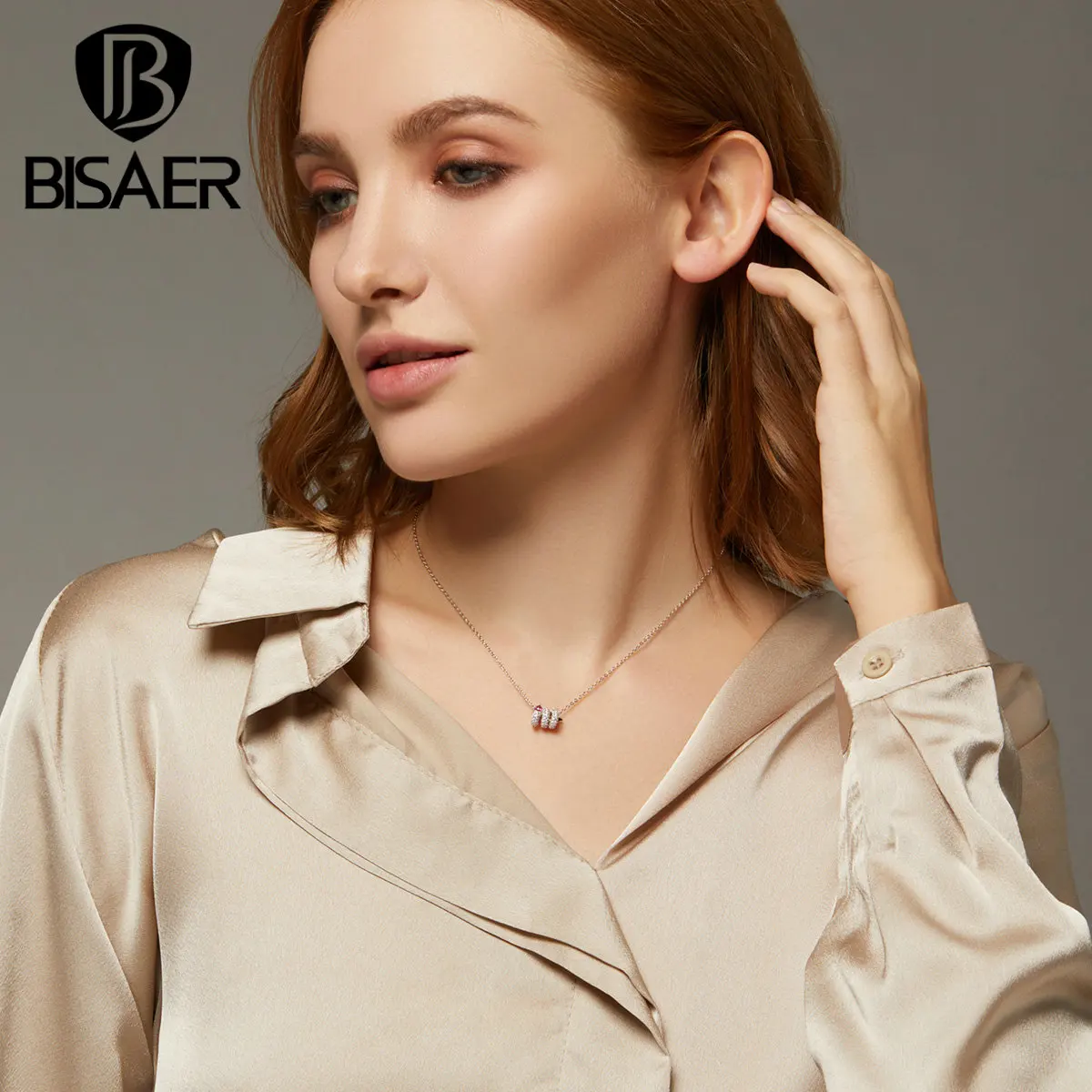 Ошейники в форме змеи, BISAER, серебро 925 пробы, прозрачный кубический циркон, подвеска в форме змеи, ожерелья из стерлингового серебра, ювелирные изделия EFN150