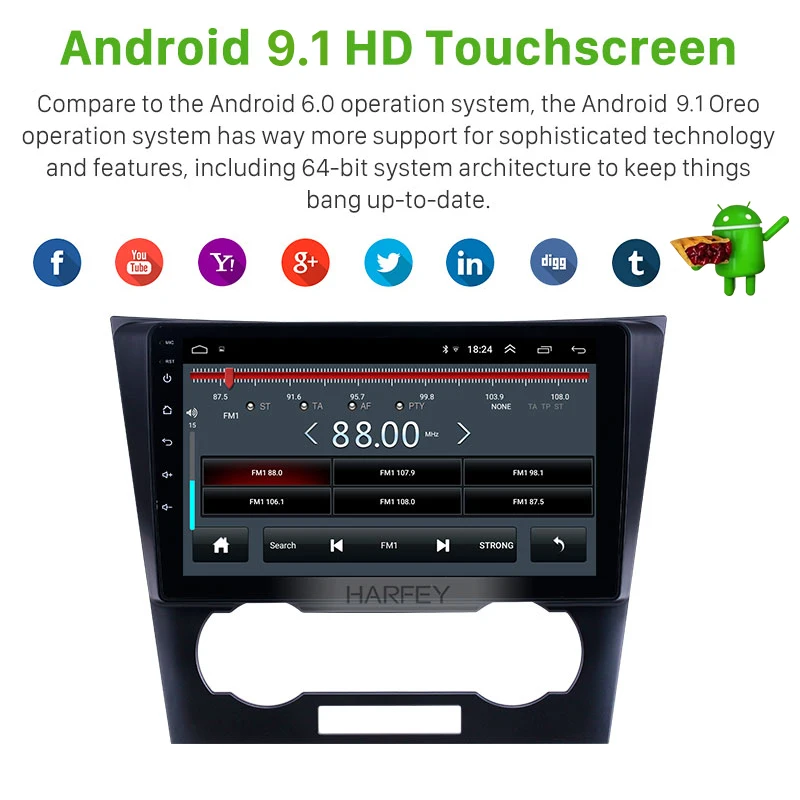 Harfey 9 inch car GPS Radio for Chevy Chevrolet Epica 2007-2012 Android 9.1 HD Touchscreen WIFI Bluetooth support SWC Carplay | Автомобили