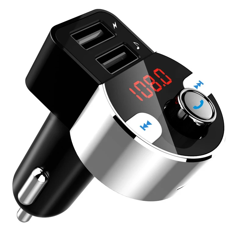 

Bluetooth FM Transmitter Car Radio Audio Adapter MP3 Player Handsfree with Dual USB Display Voltage Play TF Card