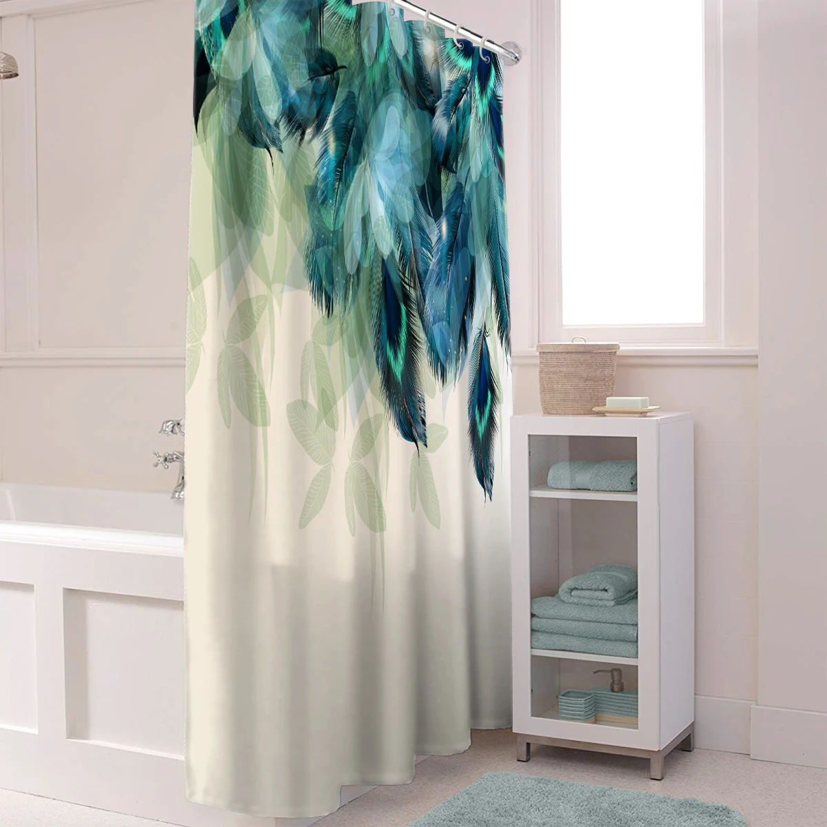 Красивое перо павлина занавеска для душа 3D вид Водонепроницаемая ванной