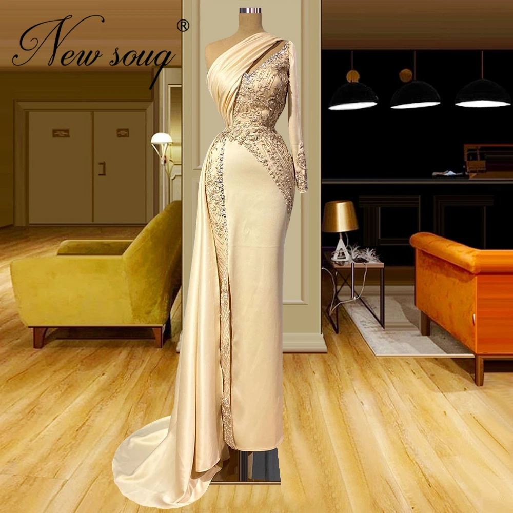 

Женское атласное платье, длинное вечернее платье цвета слоновой кости с бисером, в арабском стиле, для свадьбы и выпускного вечера, 2022