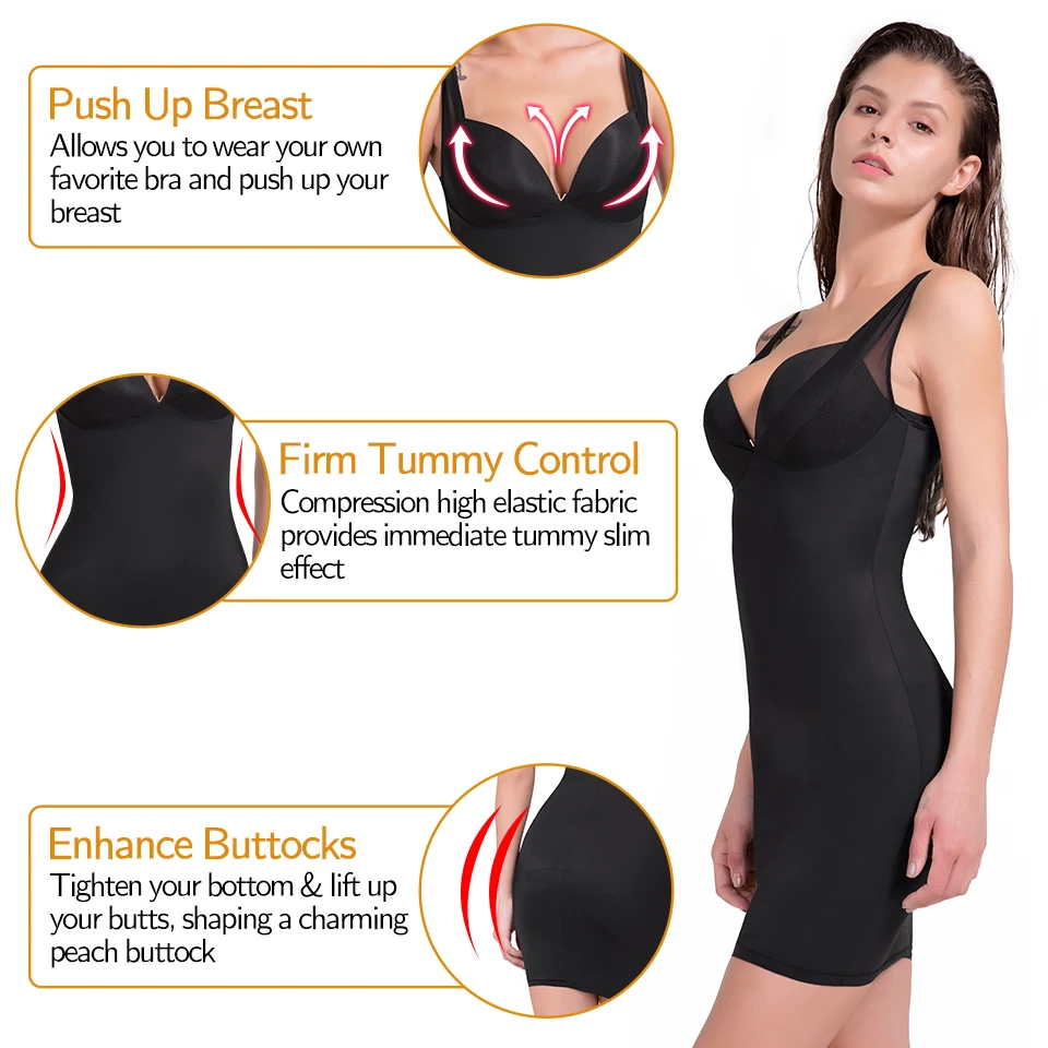 Women Shaperwear Seamless Full Slips for Under Dresses Tummy Control Underskirts Slimming Underwear Smooth Camisole Body Shaper