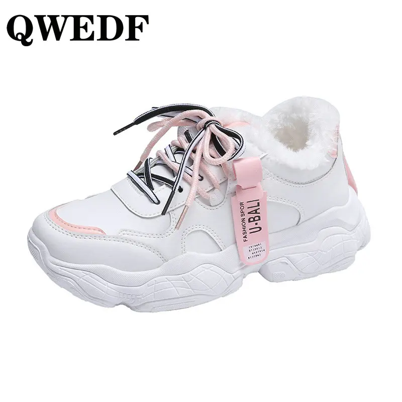 

Winter PU surface plus velvet running women's shoes Korean style warm thick-soled casual sports women's vulcanized shoes FA-217