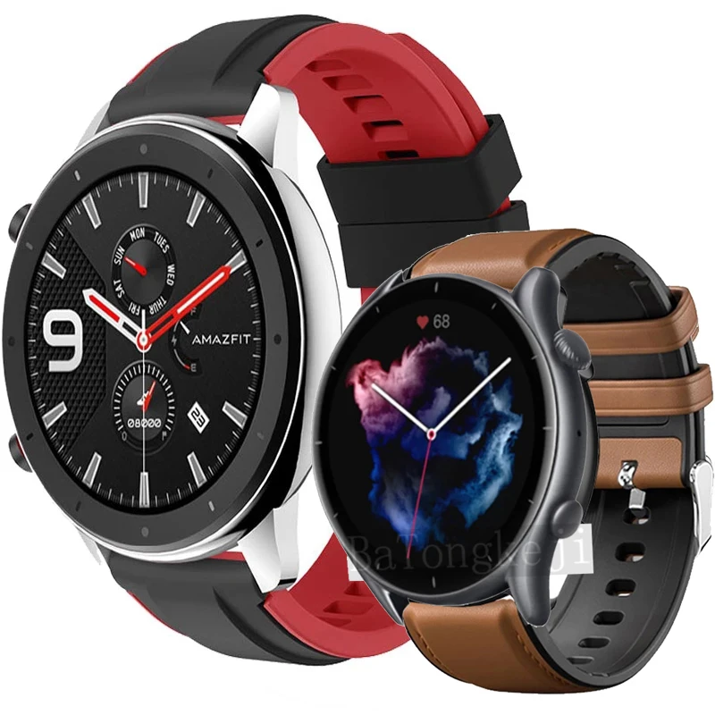 

22mm Bracelet Wrist Straps For Huami Amazfit GTR 3 Smartwatch Leather Silicone Watchband For Amazfit GTR 3 Pro/2/2e/47mm/Stratos