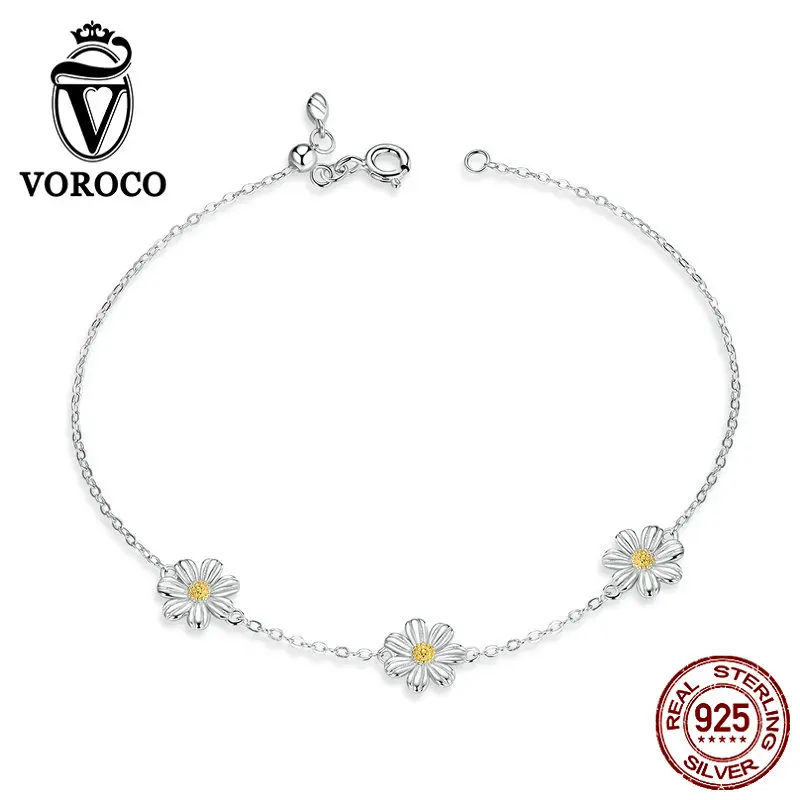 Женский браслет из серебра 925 пробы с желтыми цветами|Гибкие и жесткие браслеты| |