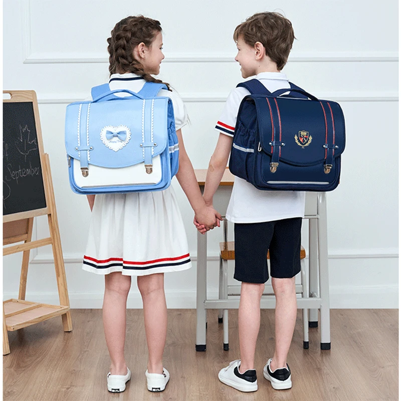 2021 Fashion Childrens Schoolbag Quality Leather Kids Backpack 2 Sizes Large Capacity Boys Backpacks Back to School Bag