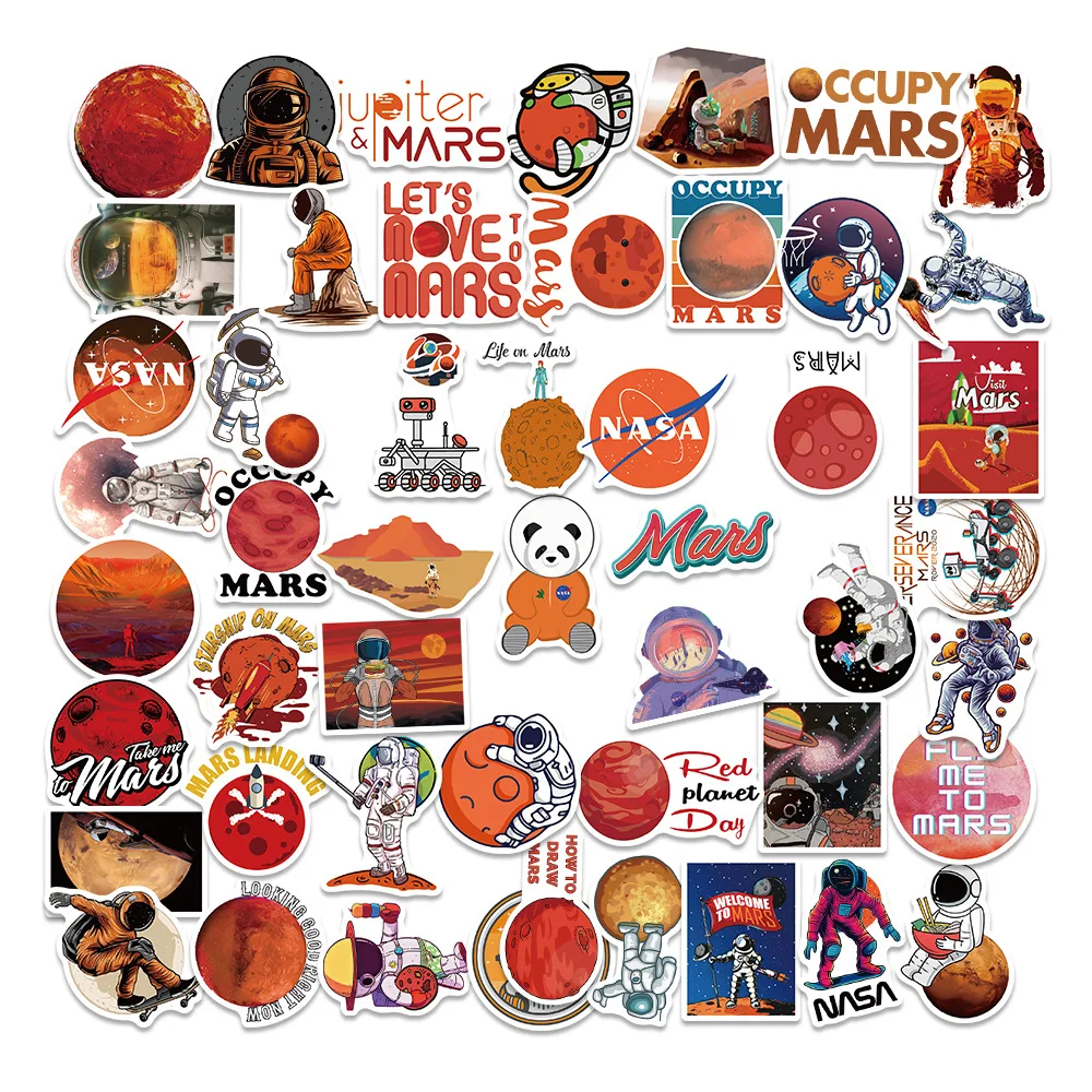 

50PCS Space Mars Series Small Fresh PVC Graffiti Sticker Decoracion Scrapbooking Accessories Child Sticker Phone Aesthetic