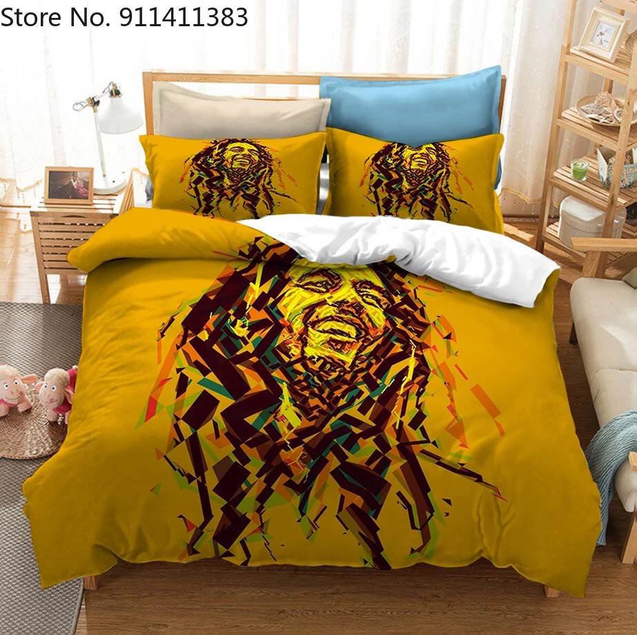 

Bob Marley 3D Printed Bedding Set Duvet Covers Pillowcases Comforter Bedding Set Bedclothes Bed Linen(NO sheet)