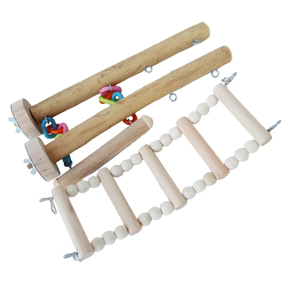 

4pcs Parrot Ladder Swing Parrot Perch Parrot Wood Stand Parrot Playing