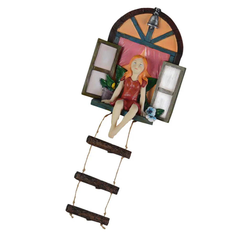 

1pc Fairy on Window Ledge Garden Hanging Decoration Wall Tree Hanging Decor