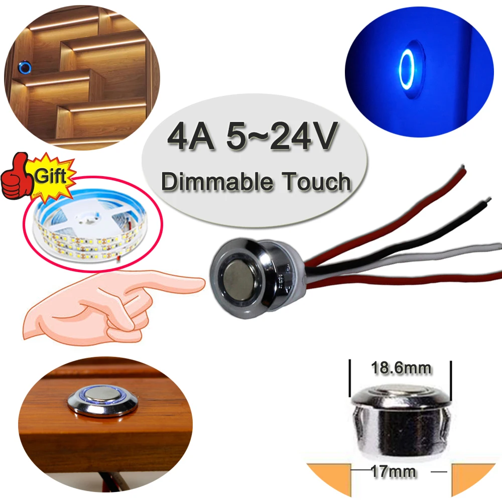 4A Плавная затемняемая сенсорная Сенсор Выключатель DC 5V 12V 24V сенсорный детектор