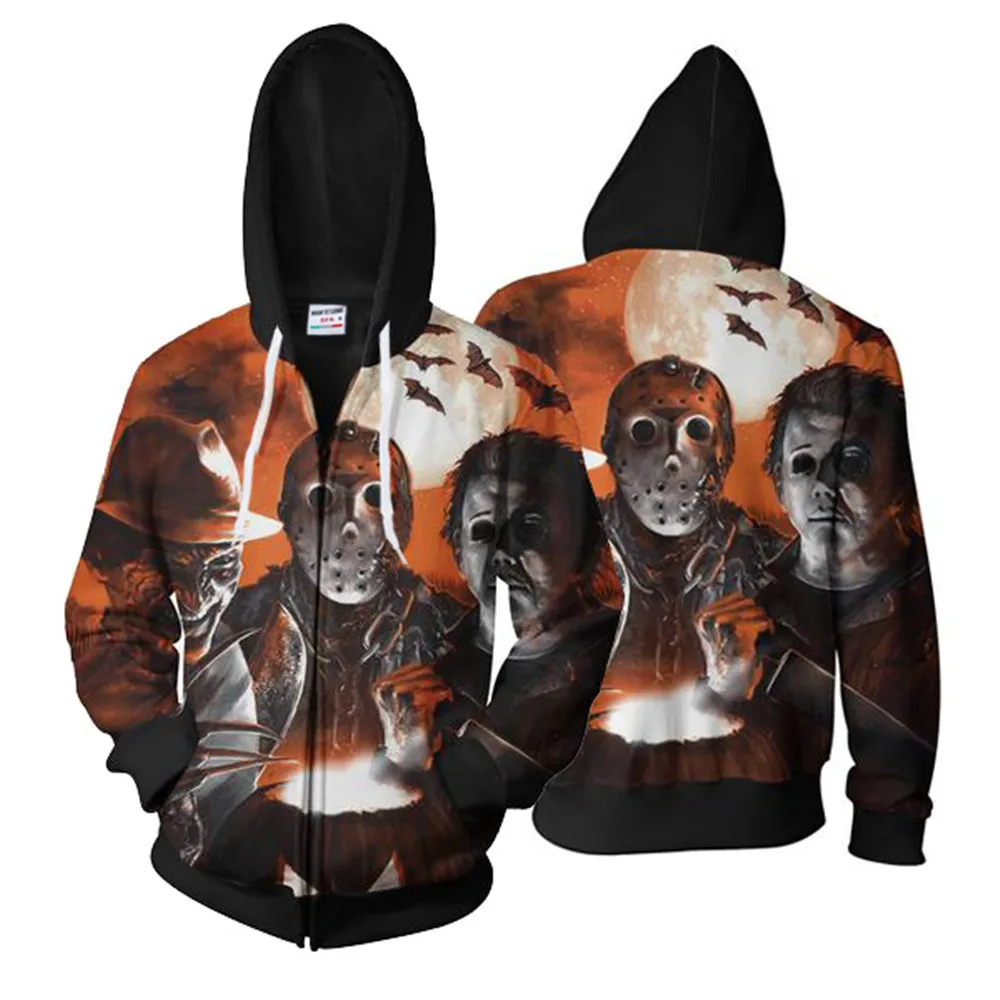 3D толстовки с принтом Фредди Джейсона убийцы фильмы ужасов унисекс длинным
