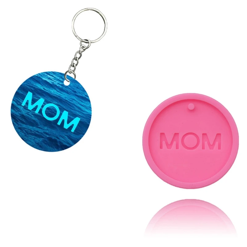 

Round MOM Keychain Epoxy Resin Mold Jewelry Pendants Silicone Mould DIY Crafts Decorations Casting Tool