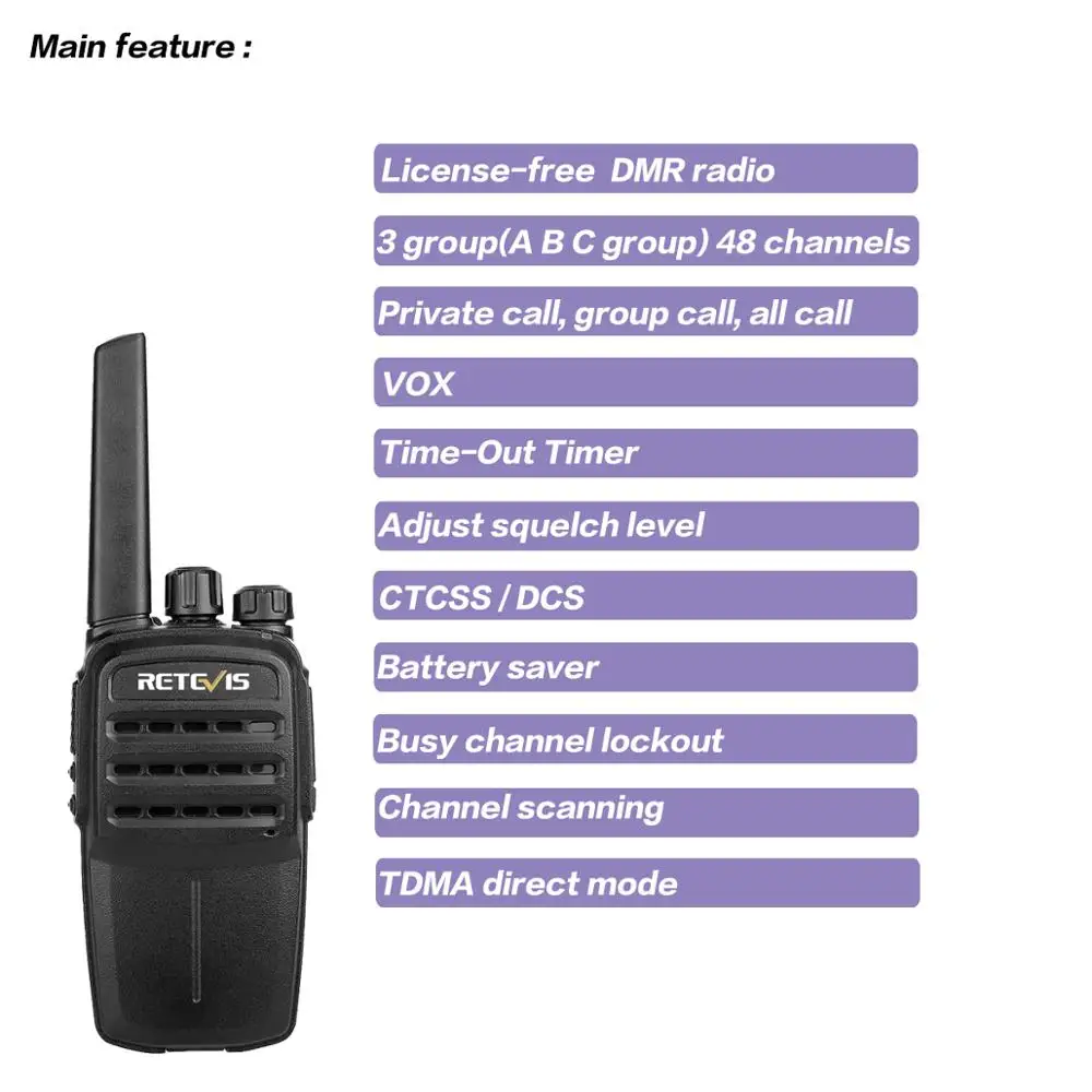 Retevis RT40 DMR цифровое радио 0,5 Вт DMR Tier I цифровая аналоговая рация PMR446/FRS двухстороннее радио VOX Ham Радио Comunicador