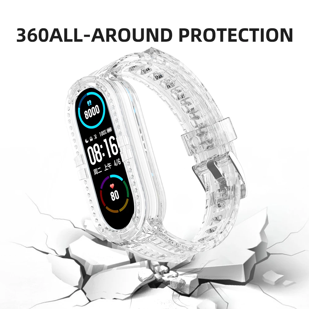 

New Smart Watch Belt Strap For Xiaomi Mi Band 6 5 4 3 NFC Strap Silicone Transparent TPU 7 Color Replacement Wristband Bracelet
