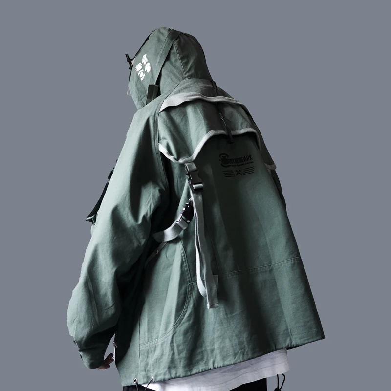 

2019 Men Streetwear Jacket Windbreaker Harajuku Retro Color Block Jackets Pockets Hip Hop Vintage Jacket Coat