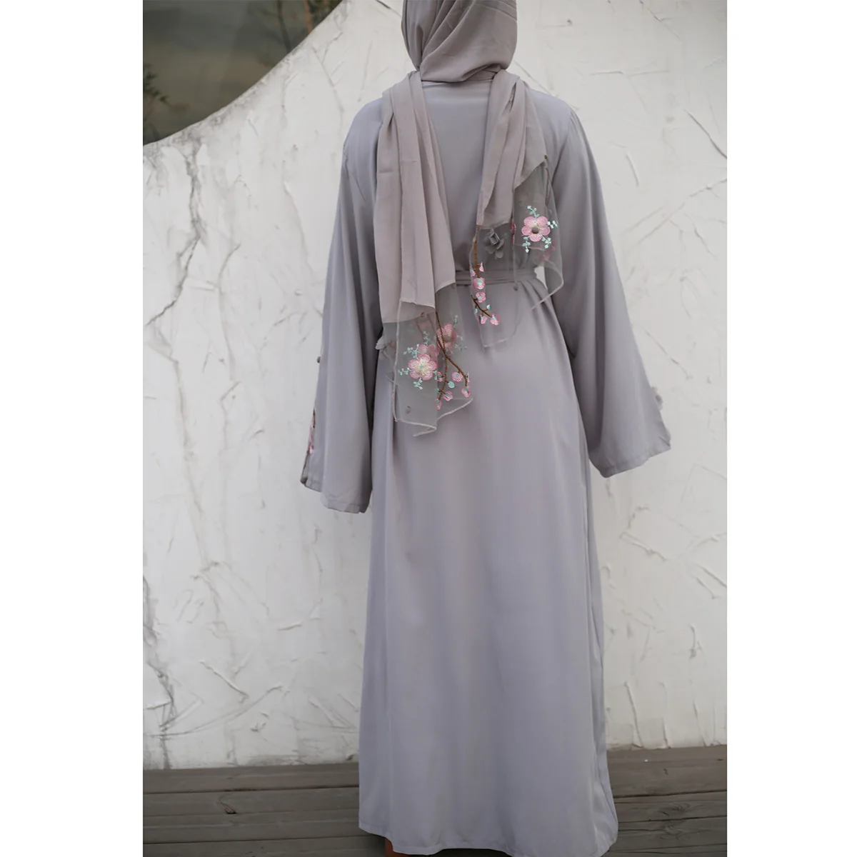 

2021 New Muslim Fashion 3D Floral Kimono Kaftan Abayas For Women African Dresses Dubai Robe Cardigan with Hijab a Set