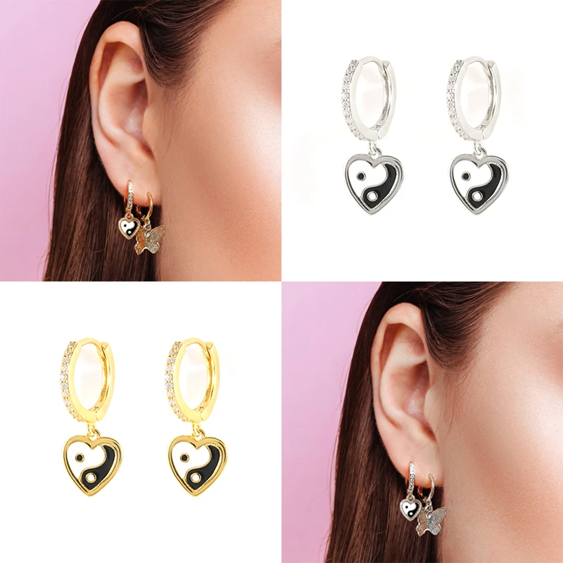 

BOAKO Yin And Yang 925 Sterling Silver Earrings For Women Earrings Dangle Ear Piercing Pendientes Mom Gift 2021 Trend Vintage