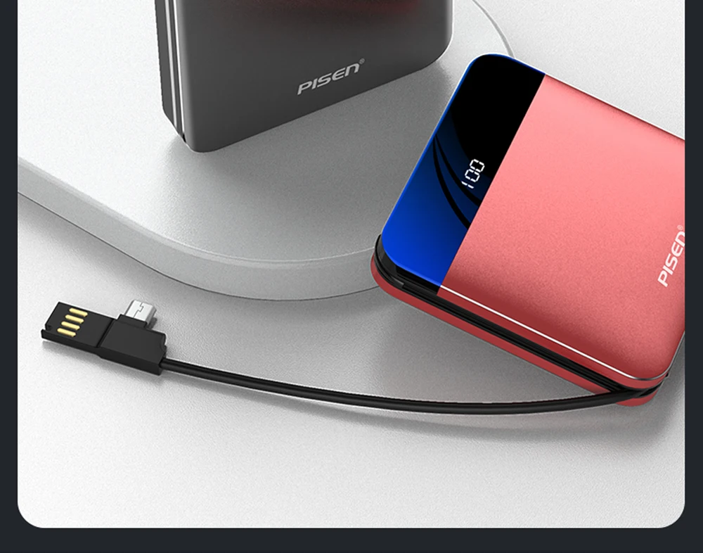 PISEN USB светодиодный внешний аккумулятор 10000 мАч, внешний аккумулятор для быстрой зарядки, внешний аккумулятор для Xiaomi Mi, Iphone, samsung