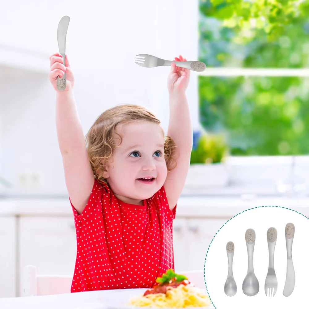 

1Set Kids Cutlery Spoon Children Dessert Spoon Stainless Steel Cutlery Kit
