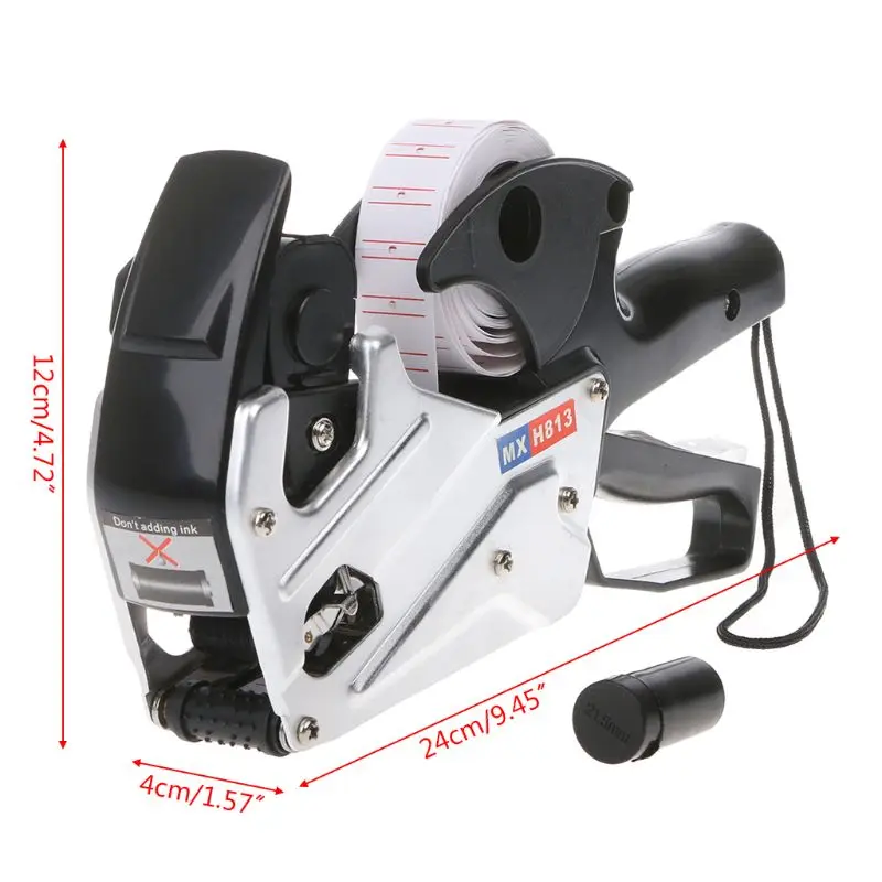 

MX-H813 A-line 8 Digits Price Tag Gun Labeler Labeller Label Paper For Retail Store Pricing Tag Display Tool + Ink Roller