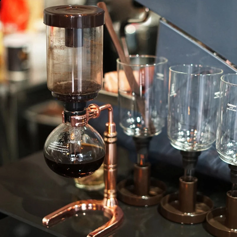 Japanese Style Siphon Coffee Maker Tea Pot Vacuum Coffeemaker Glass Type Machine Filter 3Cups Rose Gold | Дом и сад