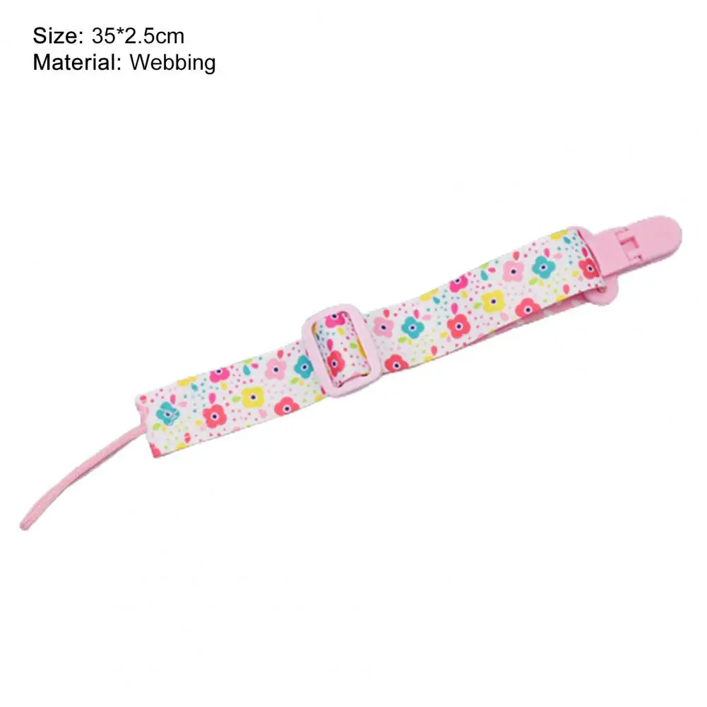 

5 Styles 2.5cm Lovely Pacifier Clip Cartoon Print Adjustable Webbing Kids Pacifier Holder Lanyard Baby Accessory