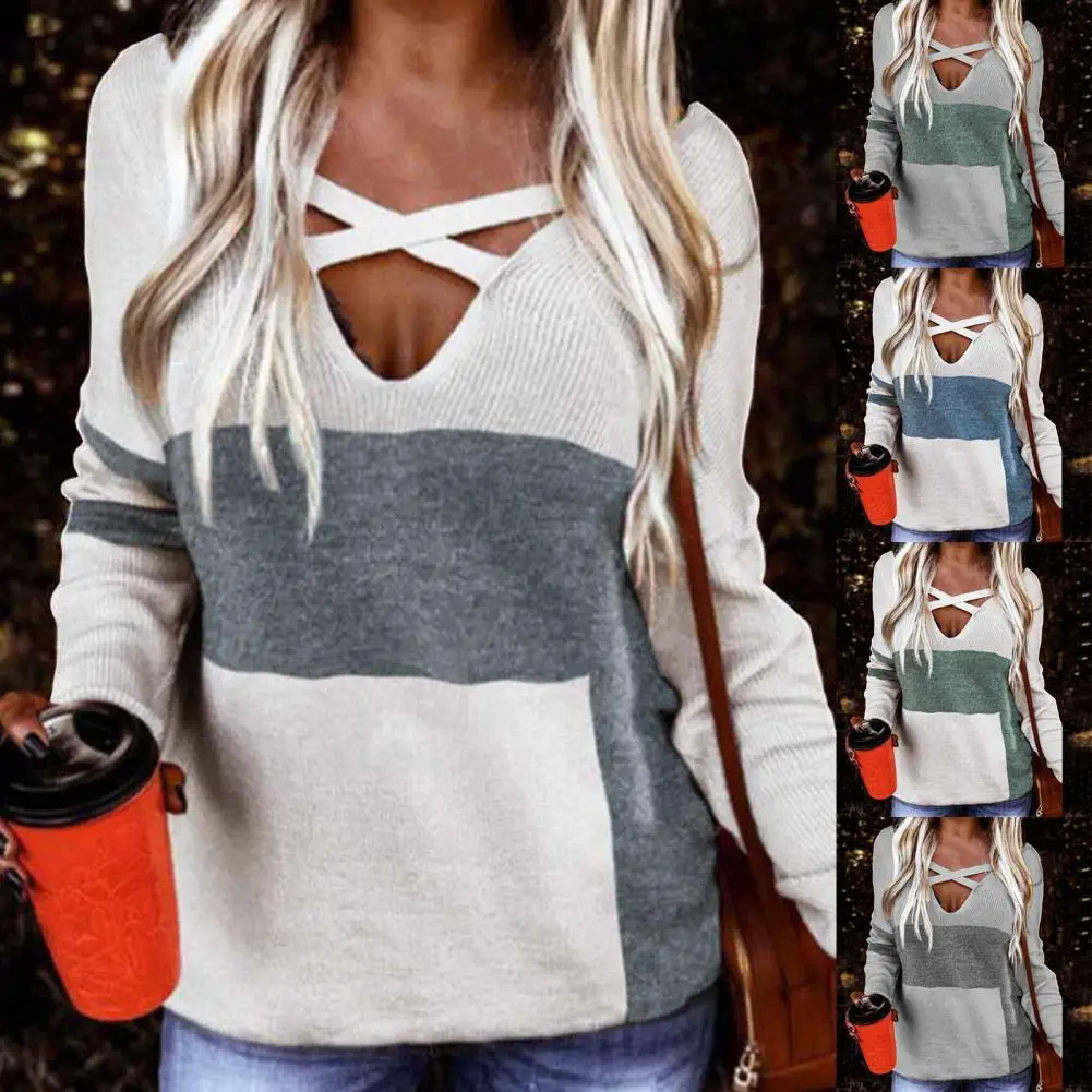 

Autumn Winter Beautiful Patchwork Thick Knitted Pullover Comfy Sweater Top Loose Fit Streetwear