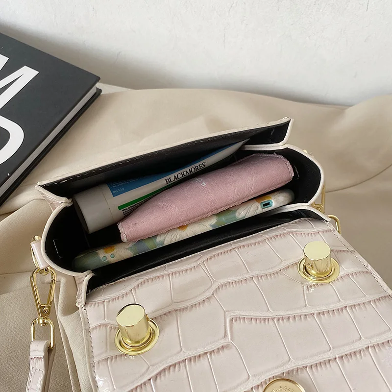 

Mini Shoulder Bag Leather Stone Pattern Crossbody Bags for Women 2021 Fashion Purses and Handbags Luxury Designer Sac A Main