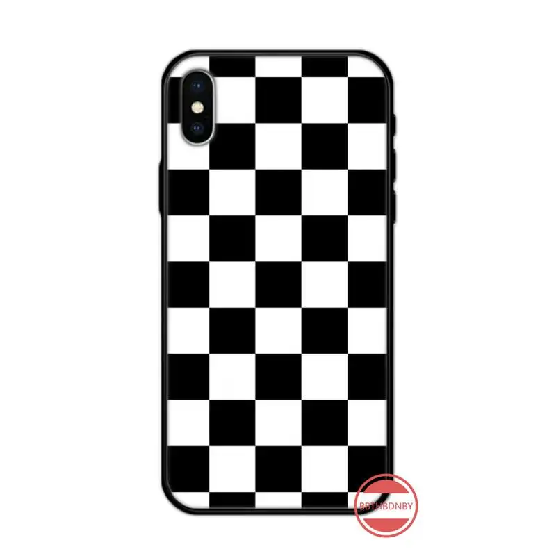 

White Black Cow Black white grid pattern luxury Phone Case funda for iPhone 11 12 pro XS MAX 8 7 6 6S Plus X 5S SE 2020 XR