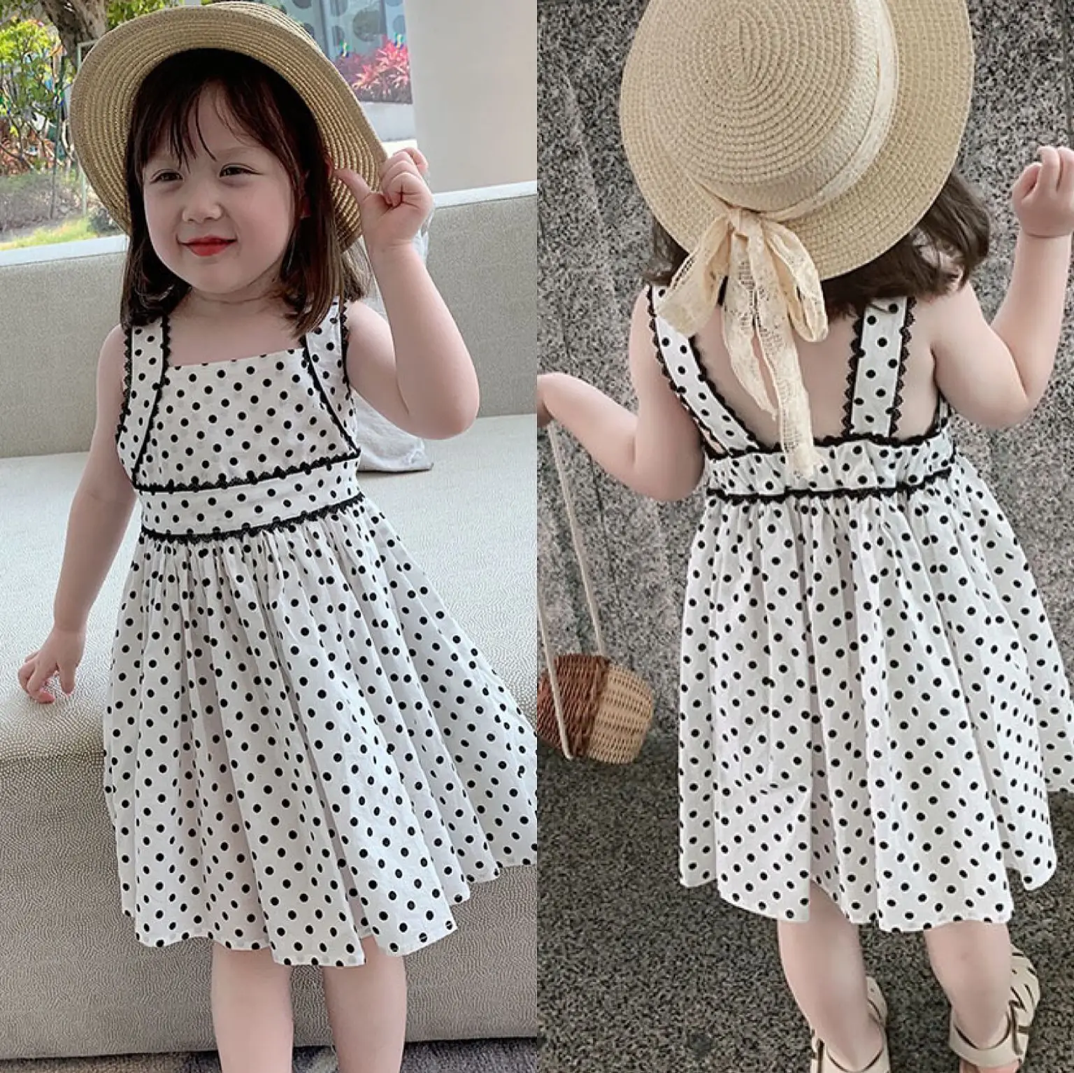 

Children Vest Skirt Summer Girl Sweet Dress Polka Dot Skirt Children's Skirt Children Wear