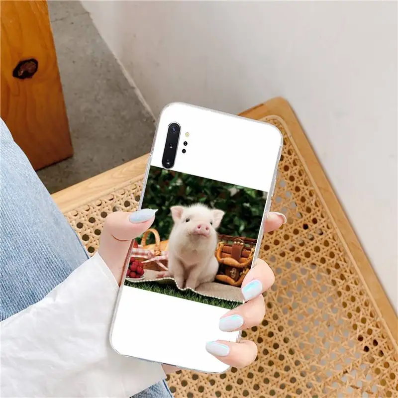 

Cute Pink Pet Little Pig Phone Case Transparent for Samsung A 71 51 21S S 20 fe 10 9 8 plus xiaomi 11 redmi note 9 8 s pro