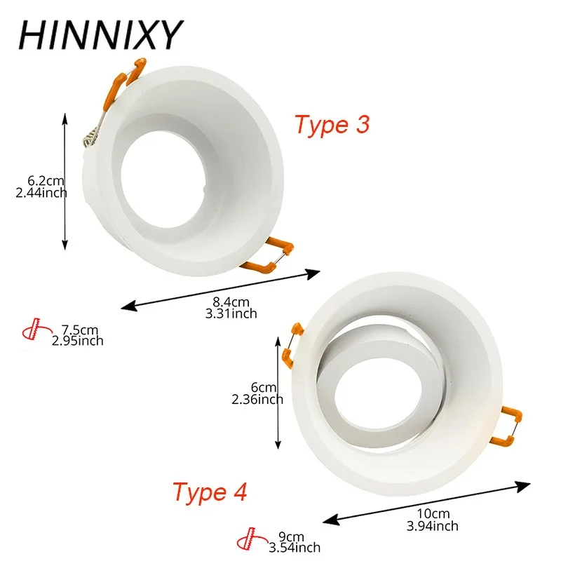 Hinnixy светодиодный, высокое качество, белые утопленные потолочные светильники MR16 GU5.3 GU10 E27 розетки, точечная лампа, монтажная рамка, Сменные лампы