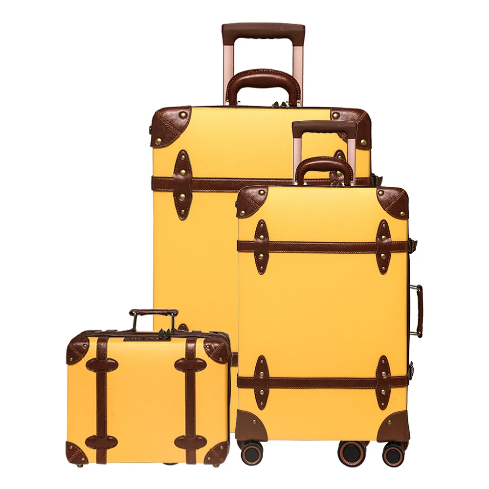 Винтажный багаж набор носить на милый чемодан с прокатки Спиннер колеса TSA