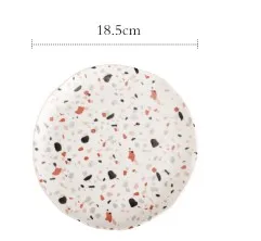 Terrazzo Dinner Plates Dessert Dishes Bowl Tableware Sets Salad Bowl Ceramic Plates - Color: 185mm