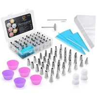74pcs cake decorating tools kit baking supplies icing tips pastry bags smoother piping nozzles cake cup with box