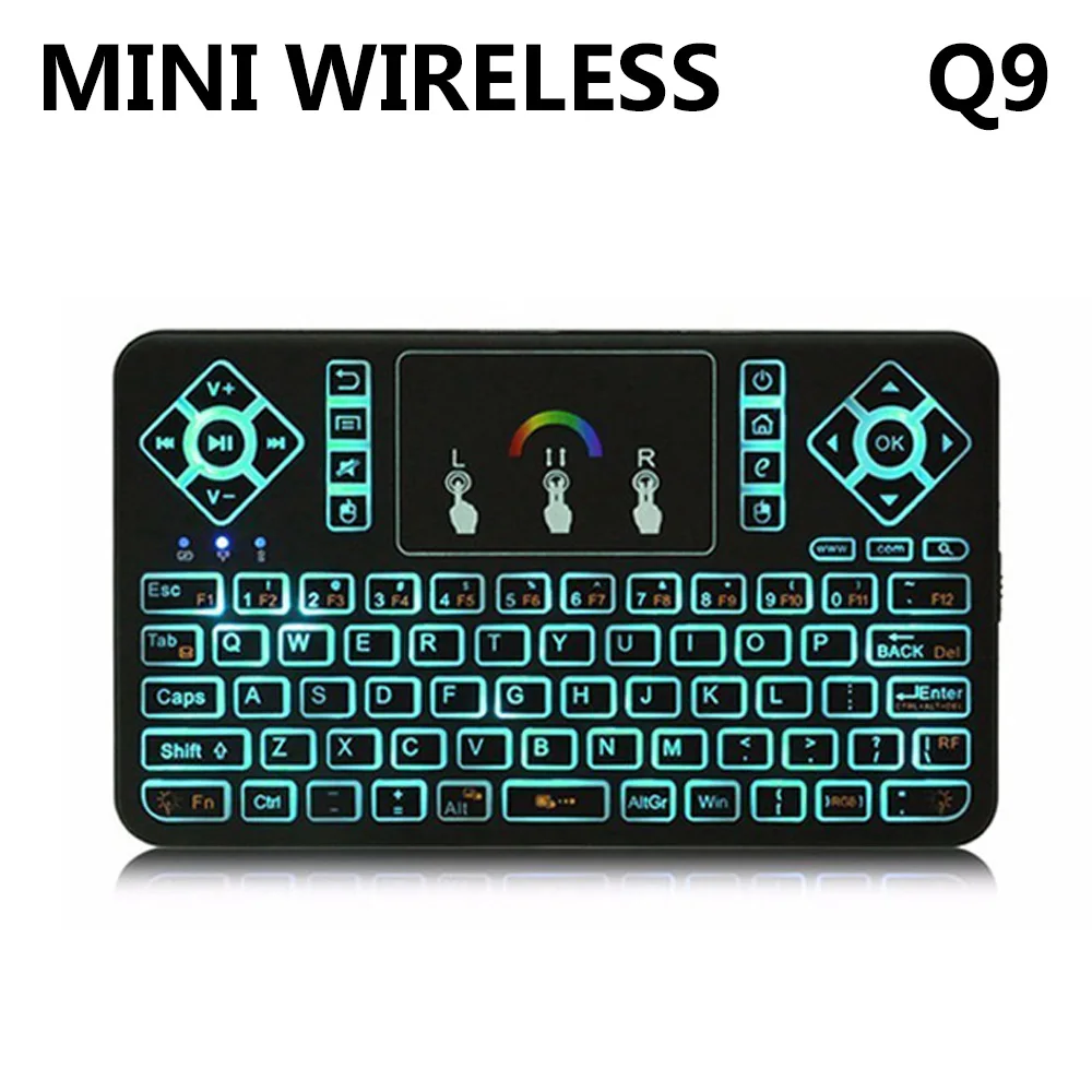 Беспроводная клавиатура TZ Q9 2 4 ГГц сенсорная панель с RGB подсветкой для Android/Google
