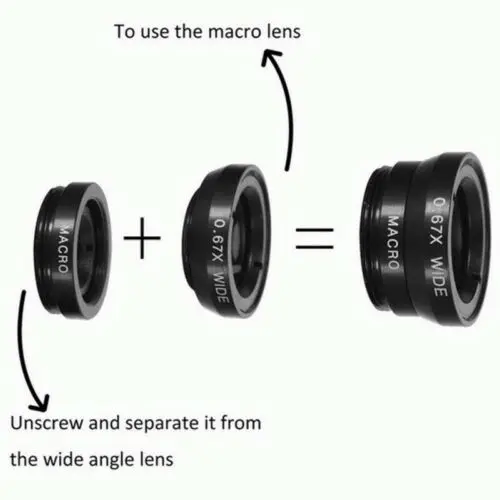 

Universal 3-in-1 Fisheye Wide Angle Macro Camera Lens Kit Clip On for Cell Phone