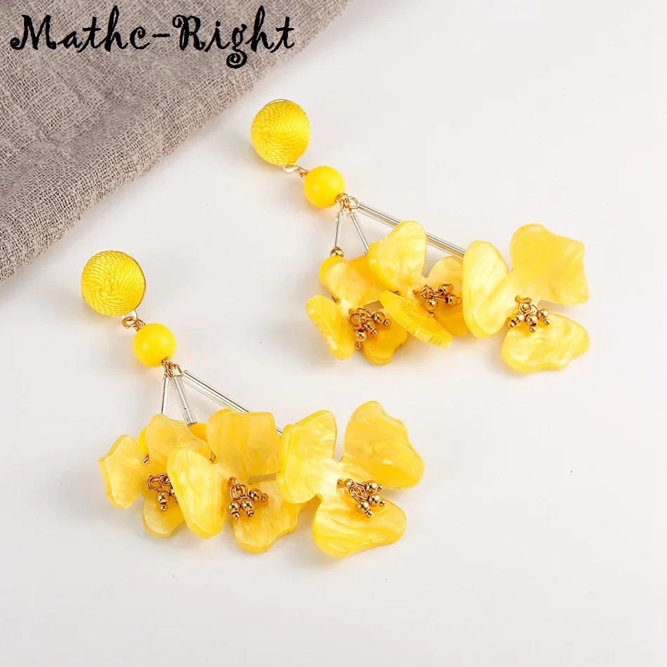 Женские эффектные акриловые серьги с цветком трендовые для женщин длинные