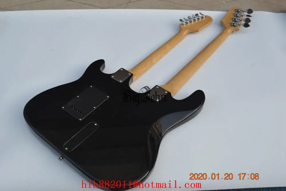 Электрическая гитара с двойным горлом 4 верхних и 6 струн нижняя корпус из черной