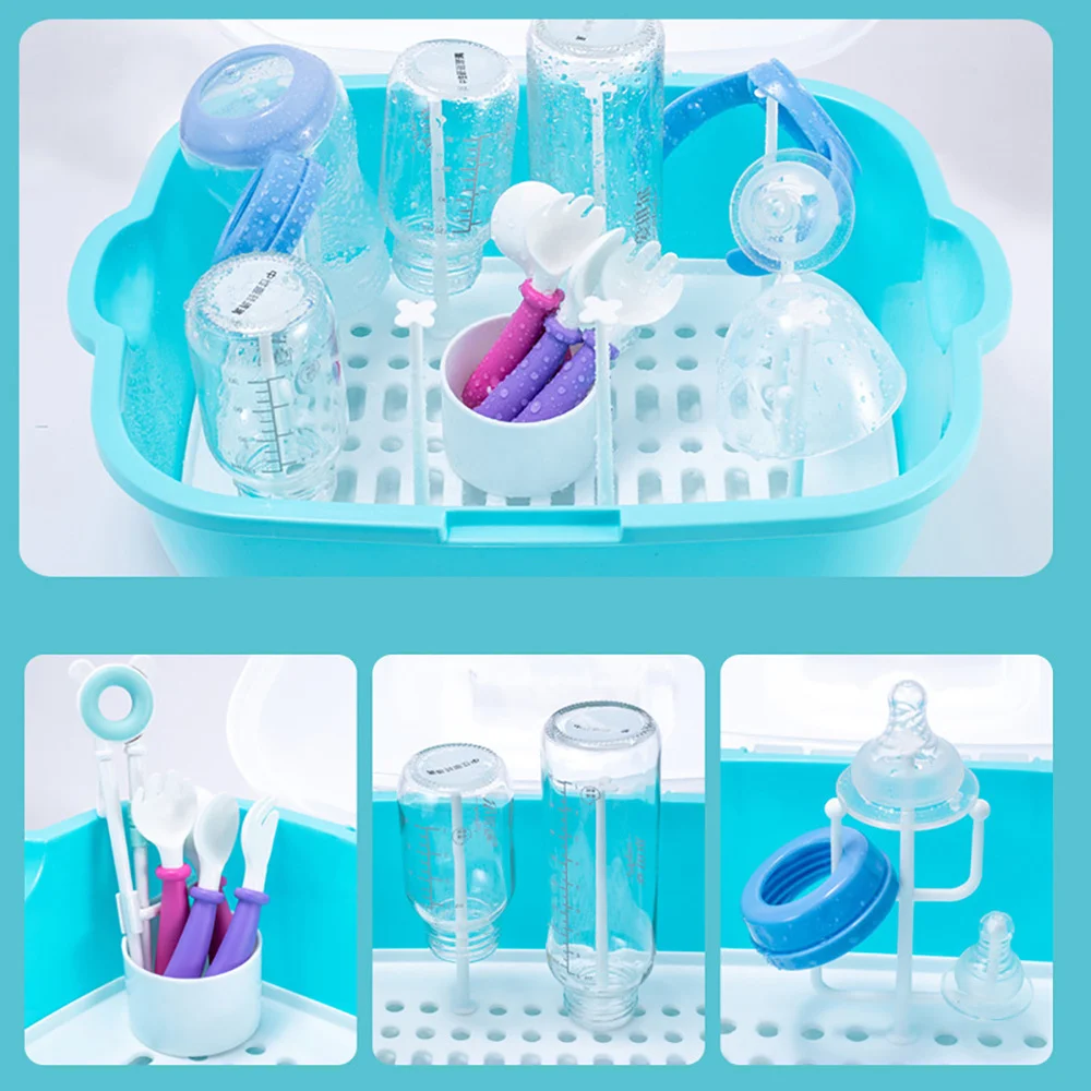 

1 Set Baby Bottle Drying Rack Box Nursing Dish Container for Home Travel Outdoor