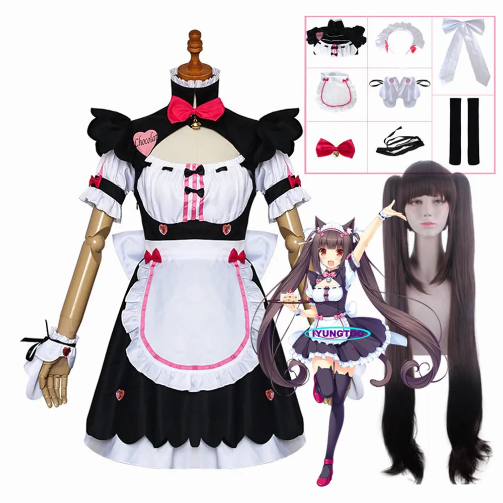 

Аниме Chocola NEKOPARA Косплей костюмы Chocola Ванильная горничная Платье Кот Neko девочка женские платья наряды